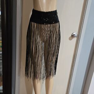 Elegant Black Fringe Skirt